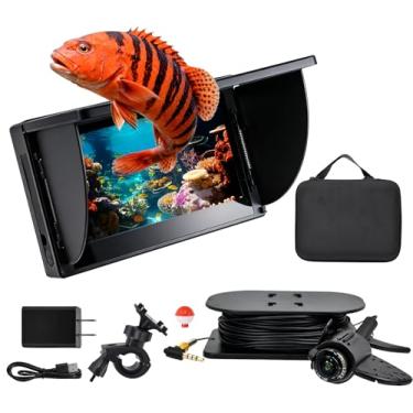 Imagem de Localizador de profundidade de peixes, localizador de pescadores portátil de 15 cm com tela AHD de 1280 x 720, 80 pés/à prova d'água IP68, para caiaque/barco/pesca no gelo, inclui transdutor e kit de