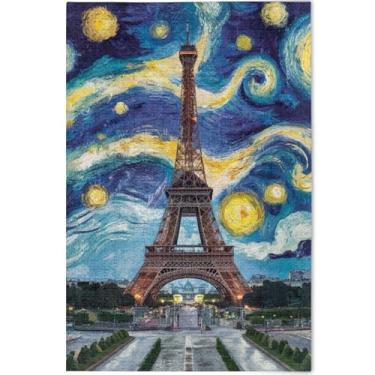 Imagem de Torre Eiffel Paris estrelado personalizado 1000 peças quebra-cabeça para adultos quebra-cabeça engraçado presentes natureza divertido quebra-cabeça arte animal impressão, 75 cm x 50 cm