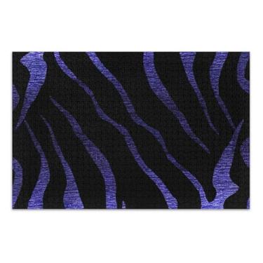 Imagem de Quebra-cabeça preto com estampa de zebra roxa 500 peças para adultos impressão de arte animal quebra-cabeça difícil amigos família jogos presentes, 51 x 35 centímetros