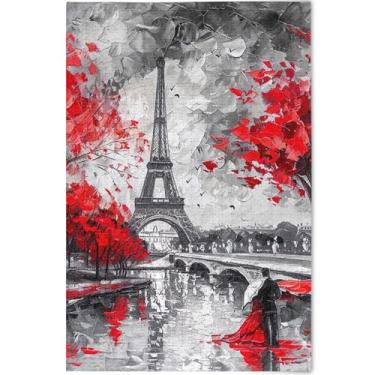 Imagem de Quebra-cabeça Paris Eiffel para adultos 1000 peças pintura animal decoração paisagem cena quebra-cabeça personalizado engraçado, 75 cm x 50 cm
