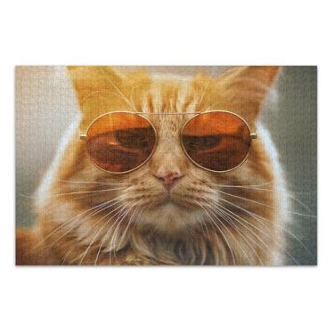 Imagem de Quebra-cabeça para adultos, 1000 peças, presentes de elefante branco, engraçado, divertido, natureza, quebra-cabeça, pintura de belas artes, gato laranja legal, 75 x 40 cm