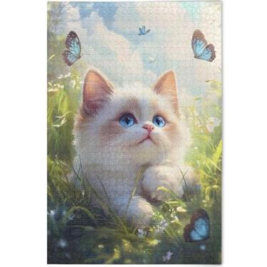 Imagem de Quebra-cabeças personalizados de gato Ragdoll fofo de primavera 1000 peças para adultos família elefante branco presentes natureza, decoração de casa, arte de decoração de casa, 75 x 50 cm