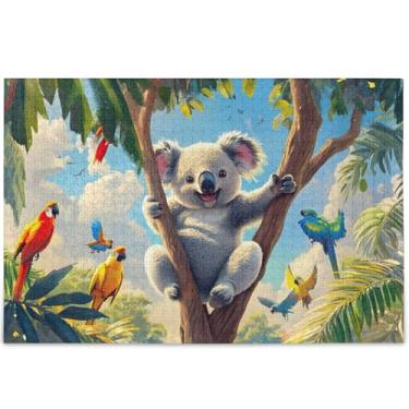 Imagem de Quebra-cabeça de 1000 peças de papagaios coalas tropicais para adultos, decoração de pintura animal, arte prime, presentes tecnológicos personalizados para amantes, quebra-cabeça, 75 x 50 cm