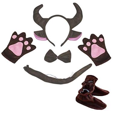 Imagem de Petitebella Buffalo Head, sapatos de 5 peças, fantasia infantil 1-5 anos (marrom, 1-5 anos)