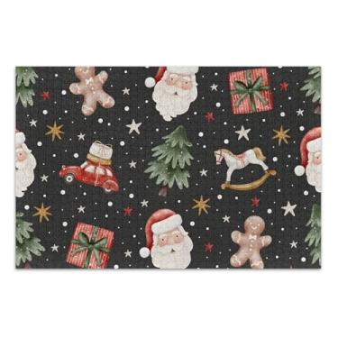 Imagem de Quebra-cabeça adulto 1000 peças elefante branco quebra-cabeça duro desenho animado animal Natal Papai Noel preto, 75 x 40 centímetros