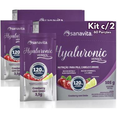 Imagem de Hyaluronic Verisol Sanavita Kit 2x Colágeno com Ácido Hialurônico Vitaminas e Minerais 60 Sachês-Unissex