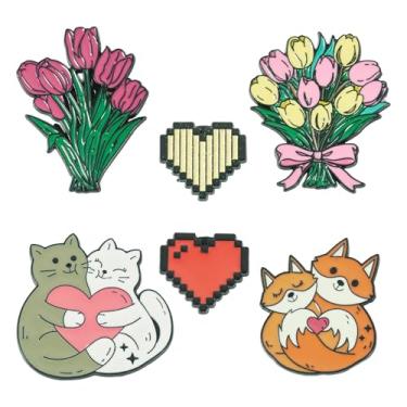 Imagem de Craftora Lindos broches esmaltados, broches de mochila engraçados, conjunto de alfinetes de lapela estéticos e legais, broche de crachá divertido para casacos, chapéus, bolsas, acessórios, broches