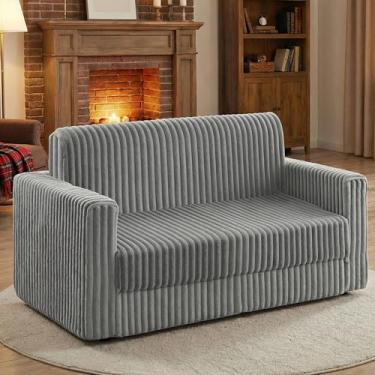 Imagem de HABUTWAY Sofá-cama dobrável conversível, sofá-cama dobrável com apoio de braço, sofá de chão confortável, cama de espreguiçadeira dobrável, sofá preguiçoso multifuncional para quarto, sala de estar