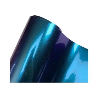 Imagem de Filme Vinílico Metálico Camaleão Roxo a Azul Com Brilho Para Envelopam