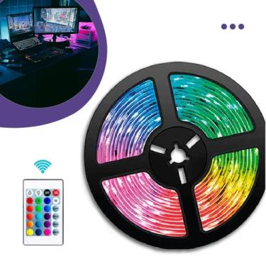 Imagem de Dupla Face Fita RGB Led 5M Decoração Festa Brilho Luz Colorida Ambient