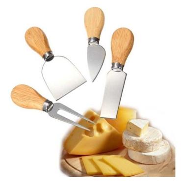 Imagem de Kit 4 Utensílios Jogo Frios Queijo Espátula Garfo - Gici Home