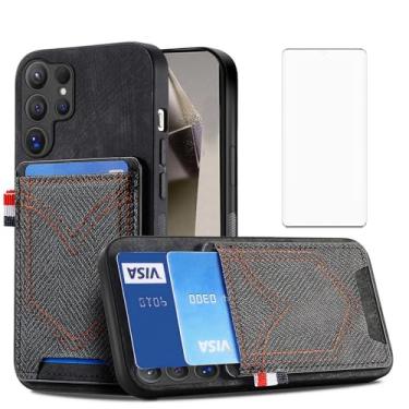 Imagem de Asuwish Capa de celular para Samsung Galaxy S23 Ultra 5G capa magnética com protetor de tela de vidro temperado e suporte de cartão de couro PU acessórios S23Ultra 23S S 23 23Ultra 17.3 cm feminino