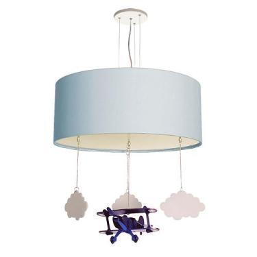 Imagem de Luminária de Teto Pendente Infantil Avião 40cm Cor:AZUL6208 - TOM LUZ 