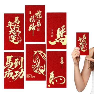 Imagem de Envelopes chineses vermelhos | Bolso com estampa de cavalo | Envelopes de ano novo chinês geométricos e auspiciosos de 2026, para meninos, meninas, adultos, família, festa de aniversário, inauguração