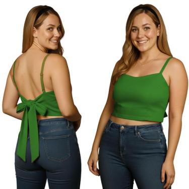 Imagem de Cropped Alça Regulável com Bojo e Amarração Plus Size - PAWLUK, Verde 