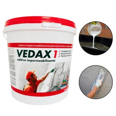 Imagem de Aditivo Impermeabilizante Vedax1 3,6L Argamassa Reboco Concreto Ciment
