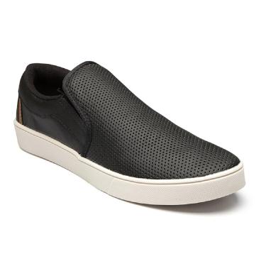 Imagem de Tênis Slip On Masculino Casual Em Couro Sapatênis Calce Fácil Sem Cadarço Conforto Macio-Masculino