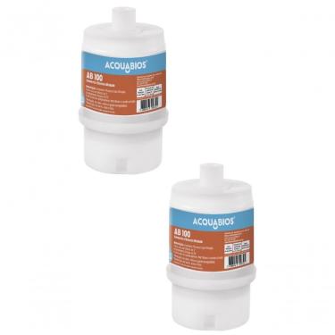 Imagem de Kit 02 Un Refil Blindado Ab100 Acquabios Aplicavel Filtros Acqua Pou 5 Rosca De 1/2 Carvão Ativado