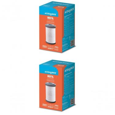 Imagem de Kit 02 Un Refil Carbon Block 5\" Acquabios 60 L/h Carvão Ativado
