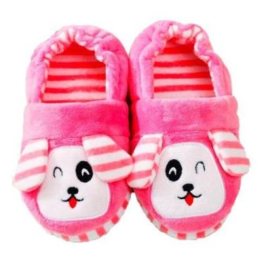 Imagem de Pantufa Infantil Antiderrapante Menina Cachorro Pelo Inverno - Pimpolh