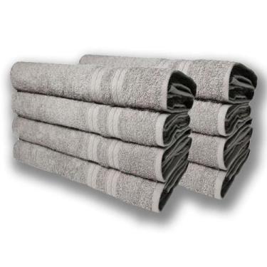 Imagem de Kit 8 Toalhas De Banho Lisboa 100% Algodão 430g/m 80x150cm Cinza - TOA