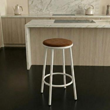 Imagem de Banqueta Para Cozinha Alta Luna Estrutura Branca:Marrom - Loja Béle