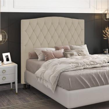 Imagem de Cabeceira Estofada Cama Box Casal Greta 140cm com Frame Corano Bege - Abmaza
