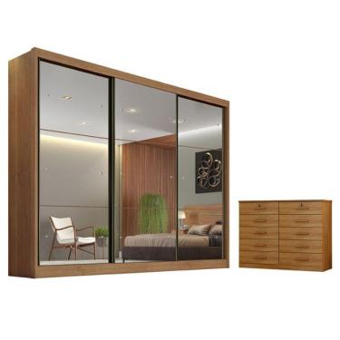 Imagem de Guarda Roupa Casal Atlanta 3 Portas 6 Gavetas com Espelho Cumaru 23