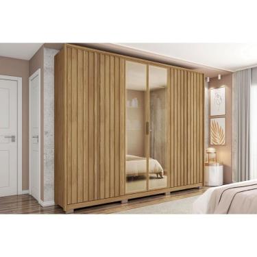 Imagem de Guarda Roupa Casal Centurium Buriti 6 Portas de Bater 4 Gavetas MDP Vidro Reflecta Buriti Caemmun