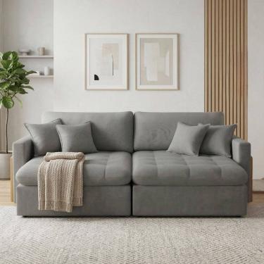 Imagem de Sofá Cama 2 Lugares Retrátil Reclinável 180cm Atena Cinza