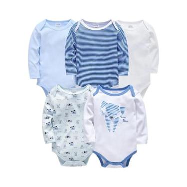 Imagem de Macacão De Algodão Para Bebês Meninos Recém-Nascidos, Body De Manga Lo