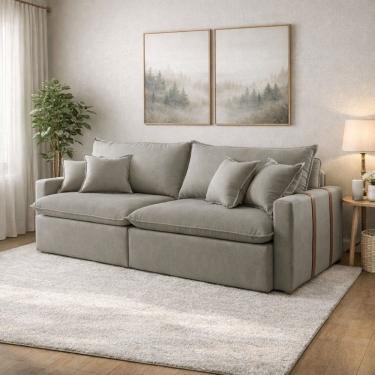 Imagem de Sofá Cama Star 05 1,80m Molas Ensacadas Design Clean e 4 Almofadas Fibra Siliconada