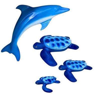 Imagem de Decoração Chácara Pendurar em Paredes  Golfinho E Tartarugas Azul - LZ