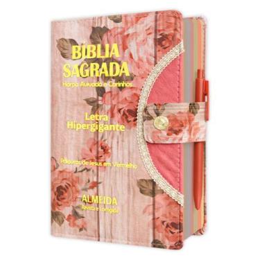 Imagem de Bíblia Sagrada Letra HIpergigante - Romantic - Botão e Caneta Revista 