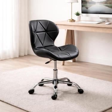 Imagem de Banqueta Alta Giratória Regulagem de Altura Estilo Office Base Cromada