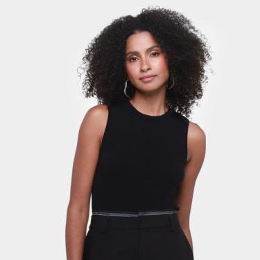 Imagem de Regata Colcci Canelada Feminina, Preto, EP