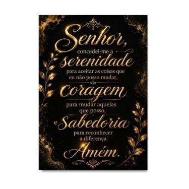 Imagem de Placa Decorativa Oração da Serenidade Preto e Dourado Luxo 40x60cm - Q