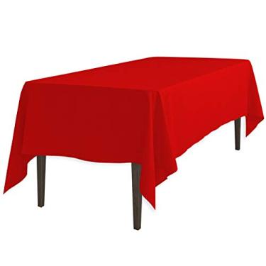 Imagem de LinenTablecloth Toalha de mesa de poliéster retangular de 152 x 300 cm vermelha
