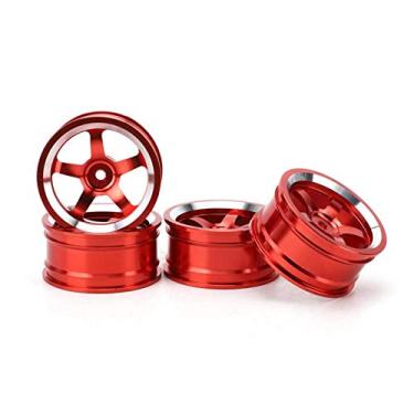 Imagem de Keenso Cubo de roda RC, 4 peças de 1/10 de liga de alumínio para roda, peças RC adequadas para HSP 94123 Touring Drift Car (vermelho)