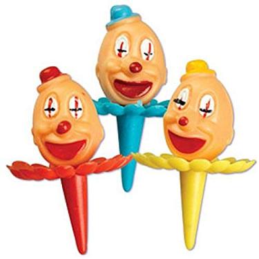 Imagem de Oasis Supply 1-1/2-Inch Birthday Clown Ruffle Collar Decorating Cupcake/Cake Picks, Small, Assorted Colors, Set of 12