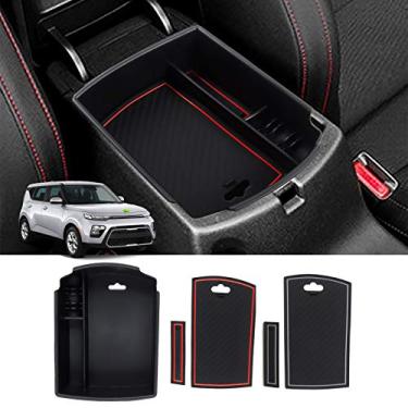 Imagem de Autorder Organizador de console central para KIA Soul 2020-2021 Caixa de armazenamento para apoio de braço com 2 cores