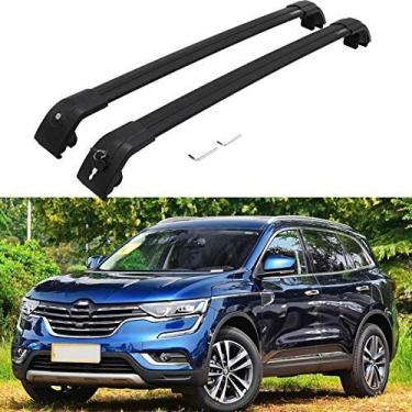 Imagem de UDP 2 peças adequado para Renault Koleos 2016-2020 alumínio travável trilho de teto barras transversais bagagens bagagens bagageiros - preto
