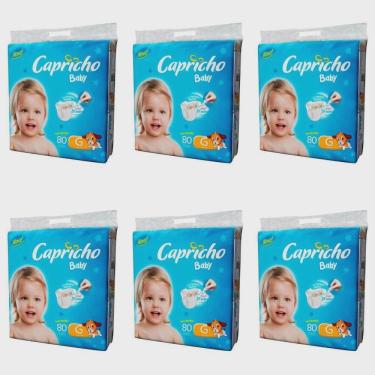 Imagem de Capricho Baby Super Jumbo Fralda Infantil G C/80 (kit C/06)