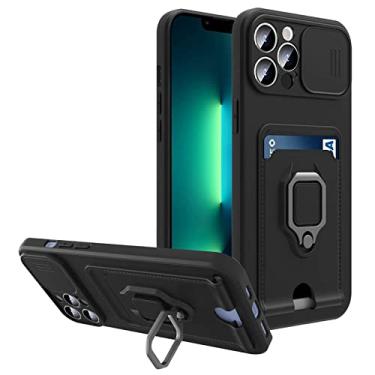 Imagem de Ring Bracke Silide Camera Protect Phone Case Para iPhone 14 13 12 11 Pro Max X XS XR 6S 7 8 Plus SE2022 Cartão Pacote Capa, Preto, Para IPhone 12Pro Max