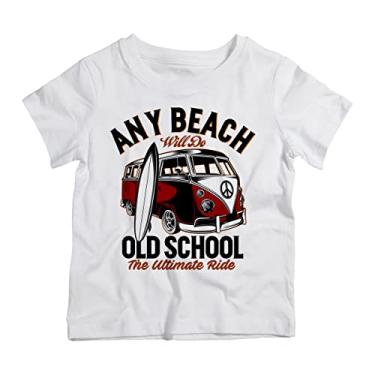 Imagem de Camiseta Infantil Branca Carro Van Kombi Surf Prancha Old School (2)