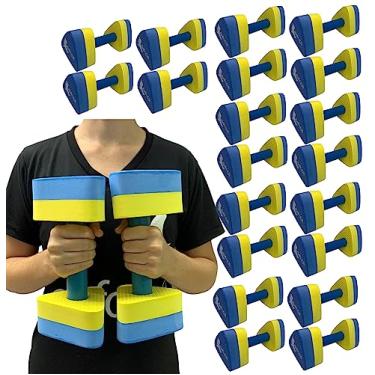 Imagem de 10 Pares Halteres Hidroginástica Natação Hidroterapia EVA DF1091 P 1 à 2kg Azul/Amarelo Dafoca Sports