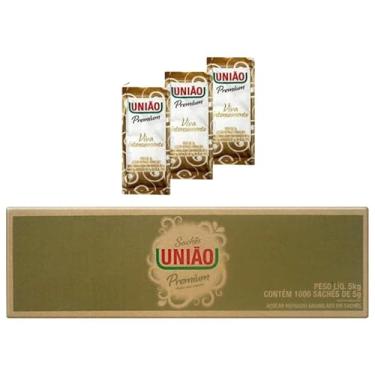 Imagem de Açúcar Sachet União Refinado contendo 1.000 unidades de 5g cada