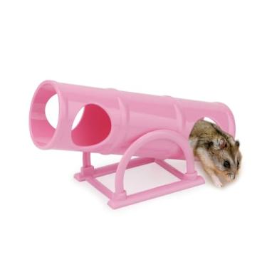 Imagem de Hypeety Brinquedo de túnel de gangorra de plástico, hamster, ratos vazados, tubo, brinquedo, engraçado, academia, playground para Hmestre, anão, gerbil, pequenos animais de estimação (rosa)