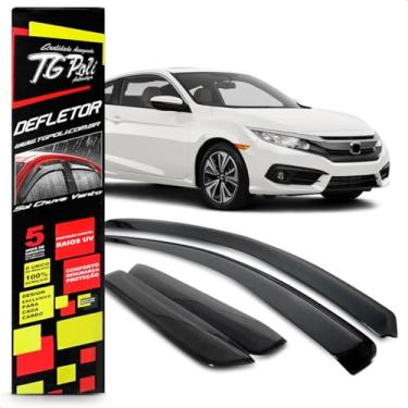 Imagem de Calha Chuva Defletor Inteiriça Slim Civic G10 4 Portas 2017 2018 2019 2020 2021 Fumê 100% Acrílico