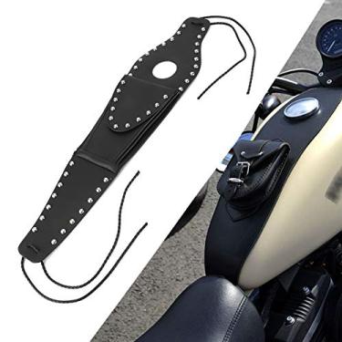 Imagem de Bolsa tanque de motocicleta Vomeko, bolsa tanque de couro para motocicleta, capa de couro PU para motocicleta, bolsa medidora com almofada de nariz, serve para XL 883 1200 48(silver rivets)